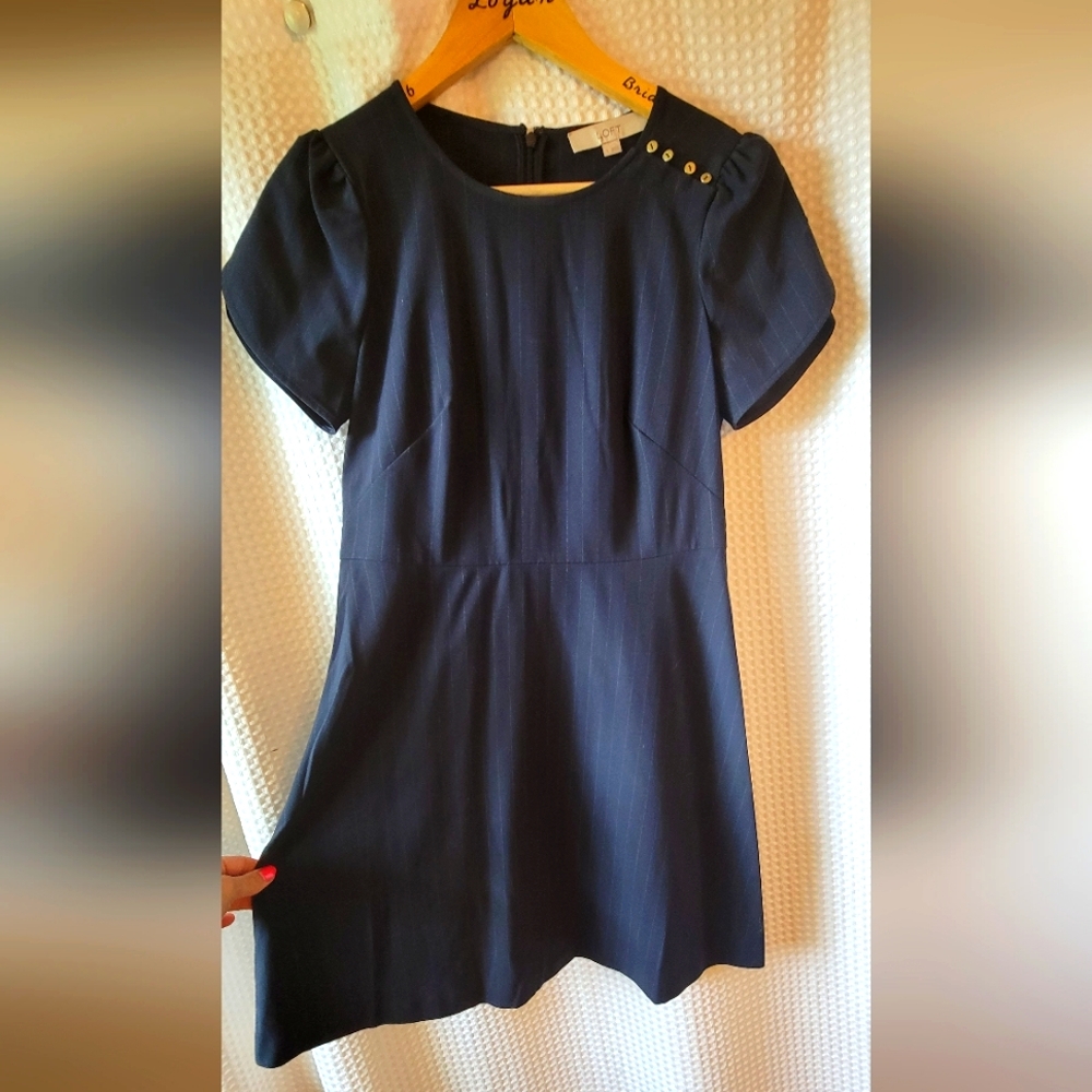 Navy blue pin stripe LOFT dress